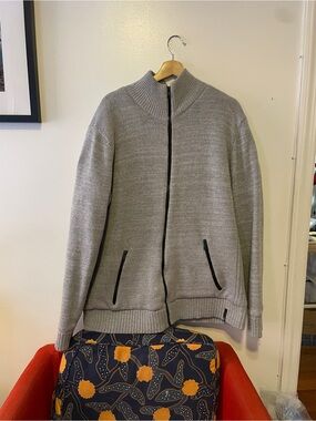 Men's Zip-Up Knit Sweater Jacket - Gray